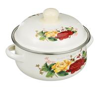 HEALEEP Marmite à Fond Plat en Émail 1500ml Couvercle Double Poignée, Ustensile Cuisine Pratique et Design Généreux pour Préparer Soupes et Plats Maison