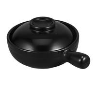HEALEEP Marmite en Terre Cuite Chinoise 600ml avec Couvercle, Pot de Cuisson Traditionnel Noir, Résistant aux Hautes Températures, pour Voyages et Fêtes