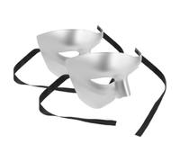 HEALEEP Masque de Carnaval Demi-visage Résistant Déformation pour Hommes 2 Pièces Vintage en Plastique Argenté pour Soirée Masquée et Mascarade Classique
