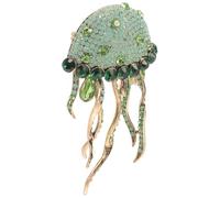 HEALEEP Méduse en Cristaux Verts Pompon, Épingle pour Robe de Soirée Femme, Accessoire Mode Fantaisie pour Vacances et Événements
