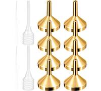 HEALEEP Mini Entonnoirs Métalliques 12 Pièces - 8 Entonnoirs L Dorés 2 Compte-gouttes 3 Ml 2 Compte-gouttes Plastiques 2 Ml - Outil Précis pour Remplir Petites Bouteilles, Parfums