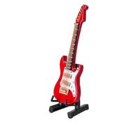 HEALEEP Modèle de Mini-Guitare Électrique Rouge Décorative en Bois et Plastique avec Boîte, pour Bureau ou Bibliothèque, Présent d'anniversaire Musical