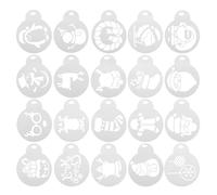 HEALEEP Modèles Décoratifs 20 Pièces pour Latte Art de Noël, Pochoirs Réutilisables pour Gâteaux et Peinture Alimentaire sur Biscuits