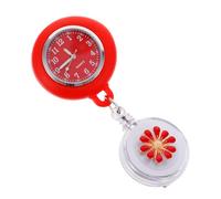 HEALEEP Montre à Gousset D'infirmière Rouge Polyvalente Clip Pratique en Alliage et Verre, Personnel Infirmier Travail