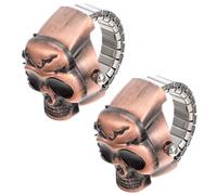HEALEEP Montres Mini-bagues Style Vintage en Alliage de Zinc, Lot de 2 Pièces Couvercle Facile à Ouvrir, Design Tête de Crâne, Accessoire Montre à Doigt Original