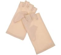 HEALEEP Moufles de Protection Anti-uv sans Doigts en Spandex Beige pour Manucure Gel Uv, Résistants à L'usure, Accessoires de Nail Art Professionnels pour Nail Art