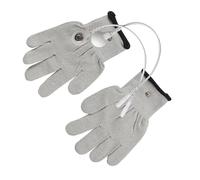 HEALEEP Moufles de Thérapie Électrique en Fibre D’argenté Blanc, Taille L, avec Câbles de Conversion Inclus - Équipement de Rééducation Main pour Massage et Stimulation Musculaire,