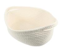 HEALEEP Panier de Rangement en Corde de Coton Tissée avec Poignées, Panier Blanc Délicat et Polyvalent pour Organiser Chambre ou Bureau, Forme Simple et Facile à Déplacer