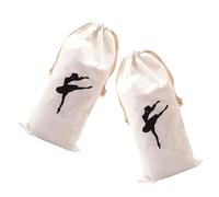 HEALEEP Paquet à Cordon en Molleton Blanc pour Chaussures de Ballet, Lot de 2 Paquet de Rangement pour Accessoires de Danse, pour Cours de Danse et Voyage