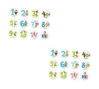 HEALEEP Pcs Autocollants Décor En Bois Nom Signe Grossesse Jalon Autocollant Bébé Douze Bébé Cartes Pour Jalons Moments Stiker Jalons Blocs Ornés Applique Nouveau-Né Animal Le Signe