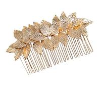 HEALEEP Peigne à Cheveux Doré en Alliage Métallique Forme Feuille, Accessoire de Coiffure Mariage et Bal, Décoration Cheveux Élégante pour Mariée et Demoiselle D'honneur