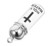 HEALEEP Petite Bouteille en Verre à Eau Bénite Design Croix, Matériau Verre Robuste et Bouchon Acrylique Argenté, pour Décorations de Pâques et Baptêmes Chrétiens