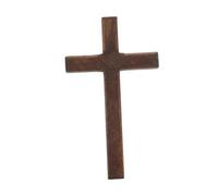HEALEEP Petite Croix Artisanale en Bois Marron pour Maison de Poupée, Mini Croix Décorative Chrétienne 1 Pièce, Accessoire D’église Miniature, Décoration Religieuse Intérieure
