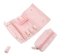 HEALEEP Petite Pochette à Bijoux de Voyage Rose Compartiments Internes, Grosse Capacité et Matériau Pu Fibreux, Organisateur Portable Rangement de Bijoux en Déplacement