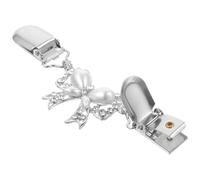 HEALEEP Pince à Pull en Alliage Blanche Nœud, Clip de Serrage pour Cardigan et Châle, Broche Métallique Légère pour Fixation Vêtement, Accessoire Mode Femme Élégant, Clip Écharpe