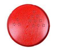 HEALEEP Plateau à Thé Rond en Bois Rouge Ajouré Accessoire Mariage Décoratif Plateau Ménager Creux pour Cérémonie 1 Pièce Décoration Mariage Cérémonie Multifonctionnelle