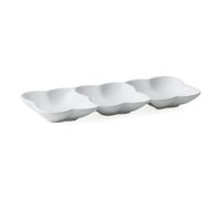HEALEEP Plateau de Service Apéritif en Céramique Blanc Style Nordique Trois Compartiments, Design Pratique et Résistant aux Taches pour Usage Quotidien