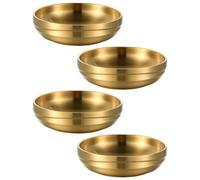 HEALEEP Plats à Condiments Inox 304 Doré 9 CM Lot de 4 pour Sauces et Plats Froids Ustensiles la Cuisine