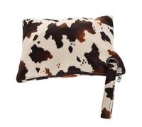 HEALEEP Pochette Femme à Imprimé Vache Marron Petit Paquet à Main Léger Zippé Motif Animal Original Format Compact pour Soirées Mariages et Sorties Quotidiennes