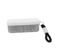 HEALEEP Porte-clés Pilulier Blanc 4 Compartiments, Fermeture Sécurisée et Design Élégant Orné de Cristaux, Boîte à Remède Portable pour Voyage et Transport