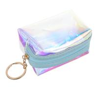 HEALEEP Porte-monnaie Porte-clés Transparent en Pvc Bleu, Petit Portefeuille Mini pour Femmes et Adolescentes, Pochette Compacte pour Monnaie, Cartes et Clés, Accessoire pour Paquet à