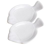 HEALEEP Râpes à Ail et Gingembre Légères et Sûres Forme Poisson Lot de 2 en Céramique Blanche pour Légumes et Fruits Cuisine
