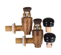 HEALEEP Robinet de Remplacement pour Fût de Vin et Bière Lot de 2 Pièces Plastique Imitation Bois Bouchon Étanche Accessoire pour Seau à Vin Vintage Compatible