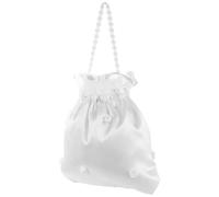HEALEEP Sac à main en satin blanc pour demoiselle d'honneur, sac à main à cordon pour mariage, poupée décorée avec ornements floraux, élégante et douce pureté pour fille, communion, femme