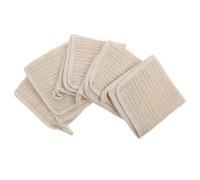 HEALEEP Serviette Exfoliante Forme Carrée 5 Pièces en Lin Beige Active la Circulation Sanguine et Favorise une Peau Saine pour Gommage Corporel