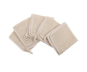 HEALEEP Serviette Exfoliante Forme Carrée 5 Pièces en Lin Beige Active la Circulation Sanguine et Favorise une Peau Saine pour Gommage Corporel