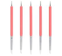 HEALEEP Stylos Nail Art Double Extrémité Brosse Silicone, Lot de 5 Pinceaux Gel pour Ongles, Utilisation en Salon et Manucure à Domicile