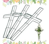 HEALEEP Supports en Fer de Croix pour Couronnes DIY, Lot de 3 Pièces 40x18 Cm, Métal Vert, Cadre Rigide pour Décoration Murale de Noël, Pâques et Fêtes Saisonnières