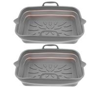 HEALEEP Tapis de Cuisson Pliable en Silicone 2pcs Surface Antiadhésive et Poignées, pour Air Fryer et Petits Appartements