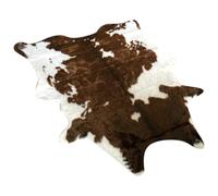 HEALEEP Tapis Décoratif Imitation Peau de Vache en Peluche Douce 110 X 84 Cm, Tapis de Sol Antidérapant Beige Blanc, Coussin de Sol pour Salon, Chambre et Décoration Intérieure