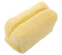 HEALEEP Trousse à Maquillage en Peluche Jaune Macaron Fermeture Éclair Mini Paquet Multifonction pour Cosmétiques et Papeterie Légère et Portable pour Voyage et Usage Quotidien