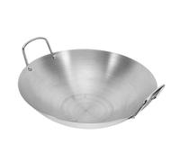 HEALEEP Wok en Acier Inoxydable 28 Cm Fond Rond Double Anse Poêle Multifonctionnelle pour Cuisson Induction Barbecue Camping Ustensile Cuisine Antiadhésif
