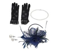 Healeved 1 Ensemble Chapeau Fascinator Voilette Boucles Oreilles pour Femme Accessoires Élégants pour Tea Party et Événements Spéciaux