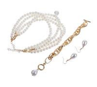 Healeved 1 Ensemble De Bijoux En Perles Collier Boucles D'Oreilles Décorations Enterrement De Vie De Jeune Fille Perles Délicates Pour Mariage Accessoires De Mariée Perlés