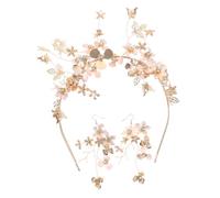 Healeved 1 Ensemble Ensemble de boucles d'oreille de bande faire la fête décor Mariage enterrement de vie de jeune fille tordu bandeau bijoux bandeaux de costume pour femmes Alliage de zinc