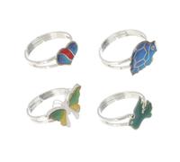Healeved 1 Jeu Bague À Doigt Animaux Changeante De Couleur De Bague Fantaisie Pour Garçon Fille Bijoux Amusants À Température Sensible Pour Et Famille Couleur 4 Pièces