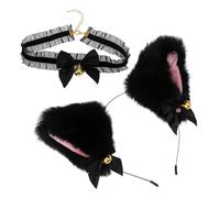 Healeved 1 Jeu Collier -tête Oreille De Chat Cosplay De Chat D'halloween Bandeaux Arc Pour Les Filles Cloche Charbonnier Casque D'oreille De Chat Trousse Tissu En Peluche De 5 Cm