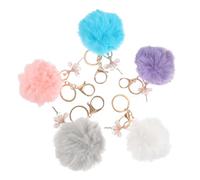 Healeved 1 Jeu Pendentifs De Fille Ballerine Avec Pompons De Lapin Artificiel Pour Sac À Main Porte Clés Et Charms De Téléphone 5 Pièces