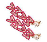 Healeved 1 Paire boucles d'oreilles lettre mères mignon délicat première boucles d'oreilles perlées pour femmes Boucles d'oreilles pendantes Maman Alliage de zinc