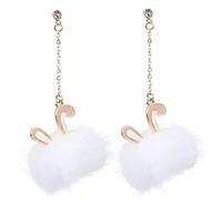 Healeved 1 Paire Boucles Oreilles Pom Pom avec Oreilles de Lapin Accessoires Peluche pour Femmes Parfaites pour Toutes Occasions et Ajoutant Élégance à Tenue