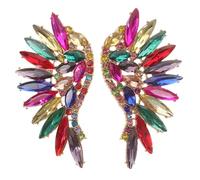 Healeved 1 Paire De Boucles D'Oreilles En Strass Pour Femmes Boucles D'Oreilles Pendantes En Forme D'Ailes D'Ange Bijoux En Alliage Coloré