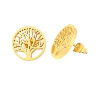 Healeved 1 Paire Oreilles d'arbre de vie boucles d'oreilles Résultats de bijoux en acier inoxydable Ferminations des messages d'oreille de goujon boucle d'oreille arbre bob élégant Doré