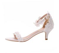 Healeved 1 Paire Sandales à Talons Élevés Dentelle pour Femme Chaussures de Mariage Élégantes Blanc Confort et Style pour Événements Spéciaux