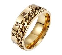 Healeved 1 Pièce Anneau De Chiffres Romains Clé Anneaux Hommes Bagues Tournantes Hommes Ajustable Bague Élégante Anneaux De Chiffres Rétro Decapsuleur Bague Créative Doré Acier Au Titane
