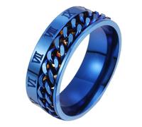 Healeved 1 Pièce Bague En Acier En Titane Pour Hommes Femmes Anneau De Chaîne Bague De Mode Créative Chiffres Romains Bijoux Bleu Acier Au Titane