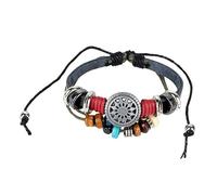 Healeved 1 Pièce Bracelet à chute de vache noir Hommes perlé Ajustable bracelet en cuir vintage masculin et féminin bracelet décoratif accessoire personnel